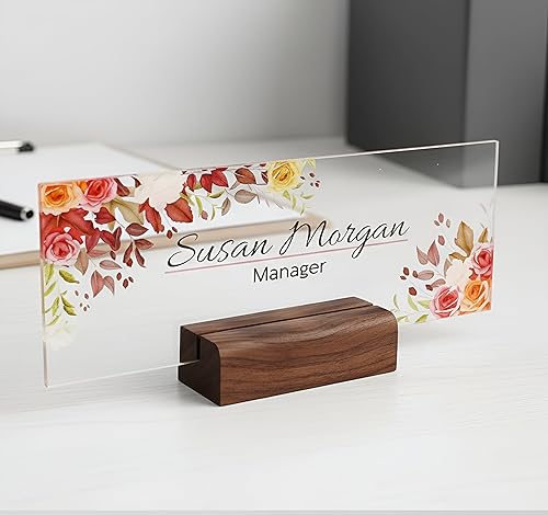 Placa de nombre de escritorio, letrero de nombre personalizado, nombre de escritorio de madera personalizado, nombre de escritorio de nogal