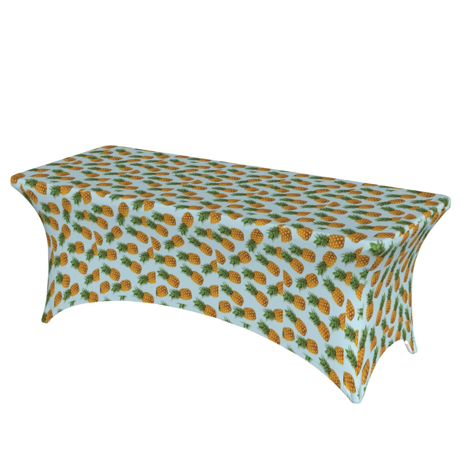 AYYQWE Pineapple. Print Elastic Rectangular Tablecloth For Banquet Outdoor Picnics Office Table Cover