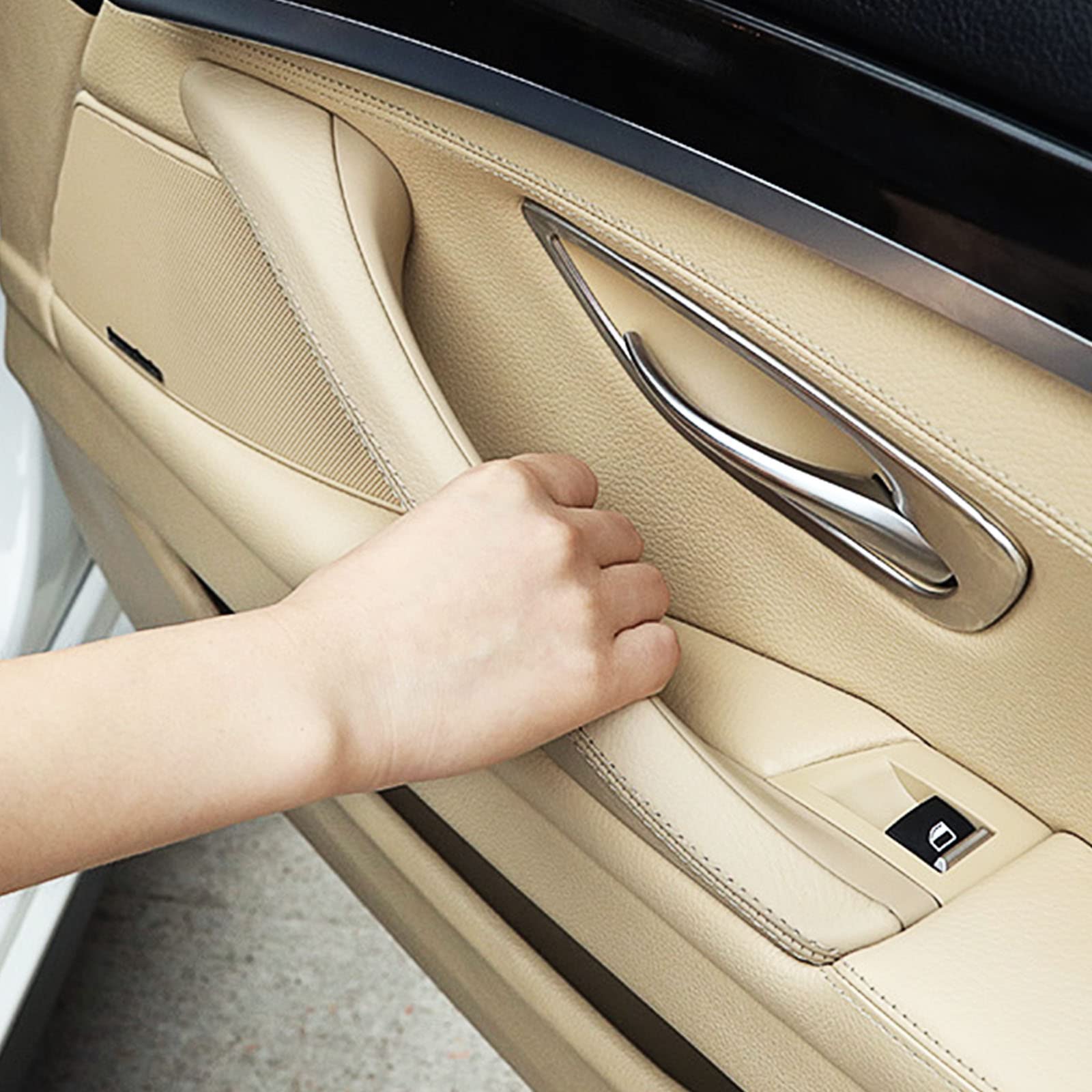 Maniglia per Porta Interna per BMW F10 F11 F18, Manopola Pannello Porta Interna Regolatore Maniglia per Porta Finestra Interna per BMW Serie 5 (Beige)