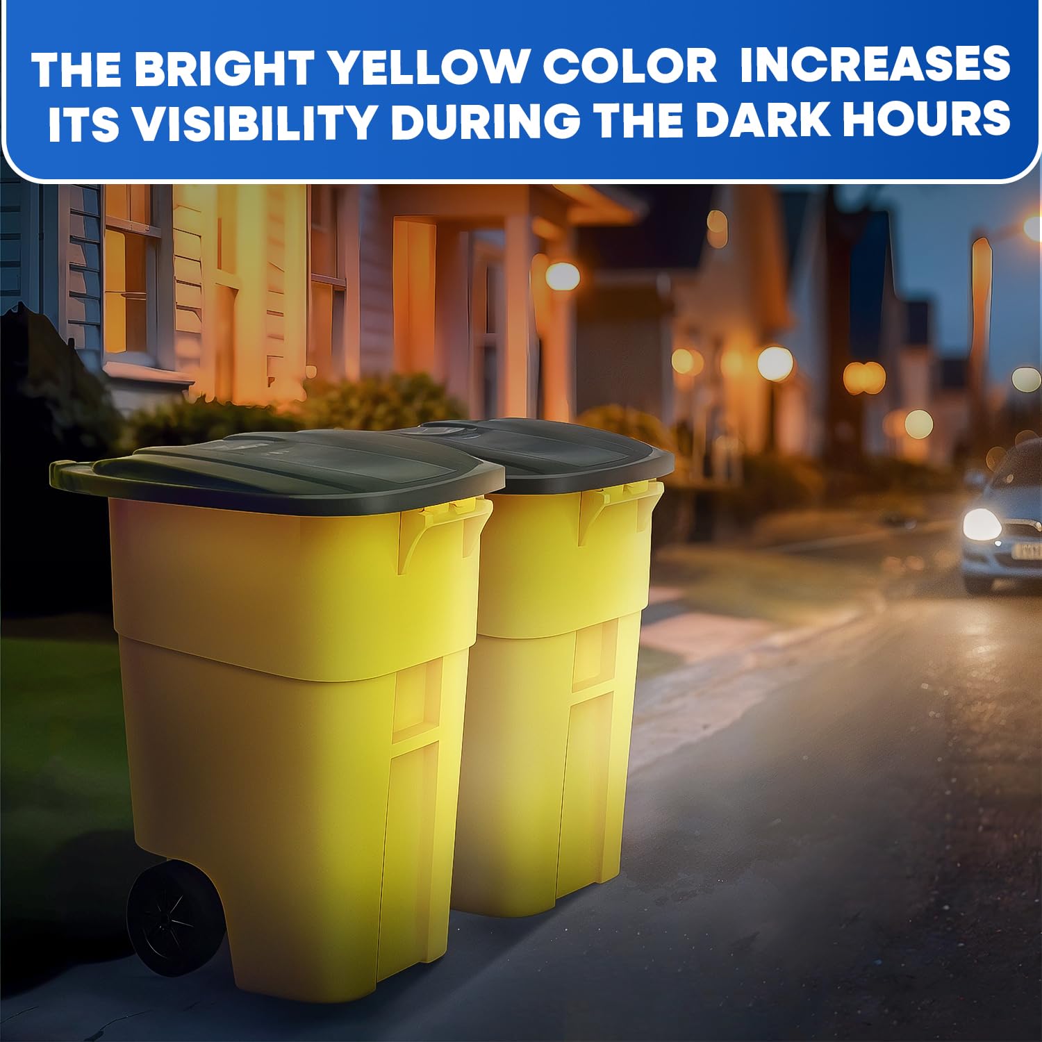 PLASTIC PRINCE 50 Gallon Trash Can, Yellow Outdoor Garbage Can, Large Outside Trash Bin, Rolling Commercial Container Outdoor Trash Can with Lid and Wheels for Back of House, Office, Warehouse, Garage