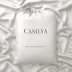 CASILVA Eucalyptus Sheets - Infused with Silver for Anti-Odor, Softer Than Silk Fibers, More Cooling Than Cotton - Perfect for Hot Sleepers & Sensitive Skin - 100% Tencel Lyocell - Queen Sheet Set