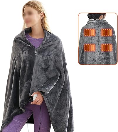 Review YURCI USB Heated Shawl Blanket, Soft Flannel Heated Wrap Shawl Electric Blanket Fast Heating Washable, Heating Shawl Blanket with Zipper(Color:Gray) Review YURCI USB Heated Shawl Blanket, Soft Flannel Heated Wrap Shawl Electric Blanket Fast Heating Washable, Heating Shawl Blanket with Zipper(Color:Gray)