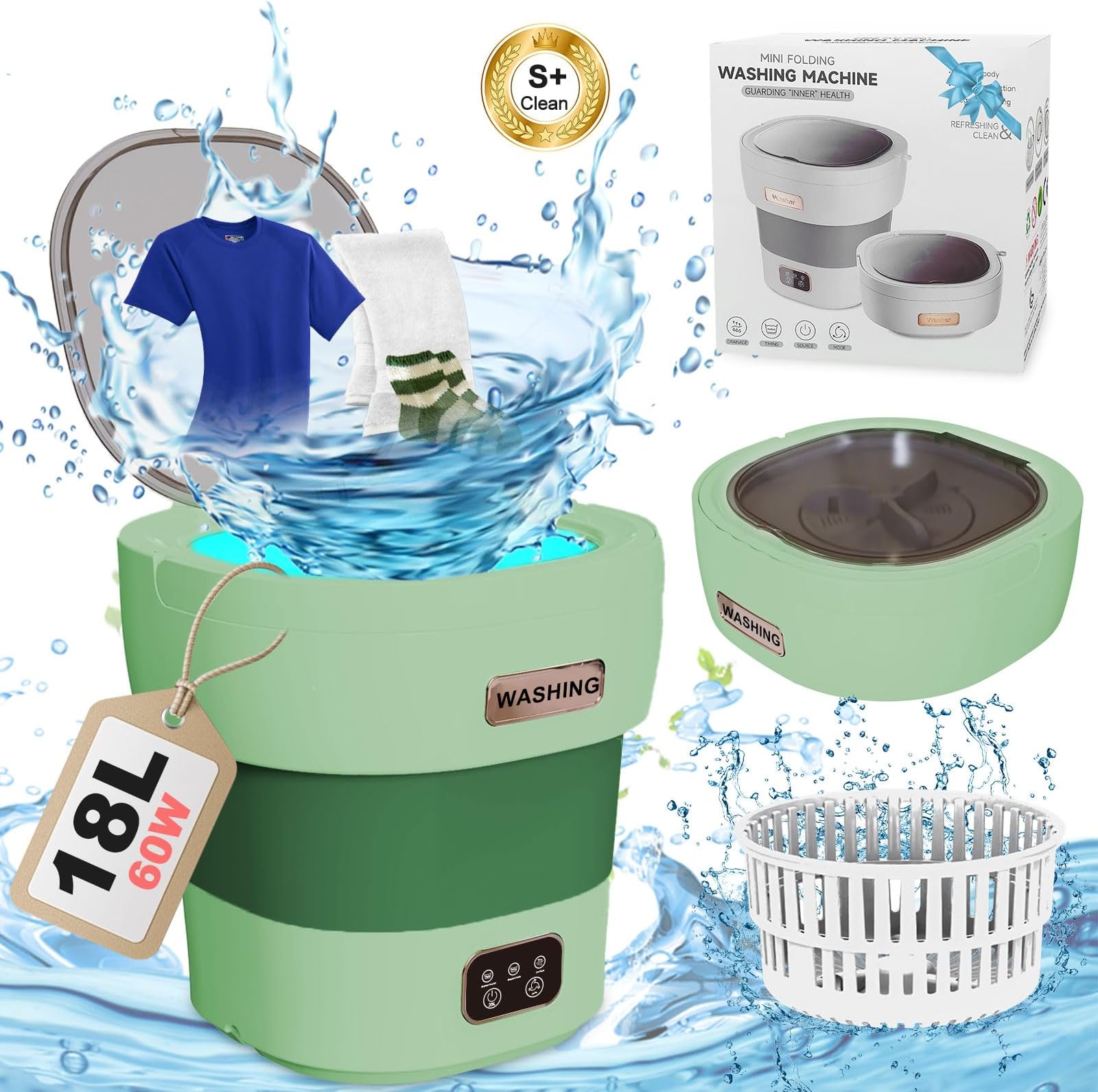 Mini Portable Washing Machine Small 18L 60W Portable Mini