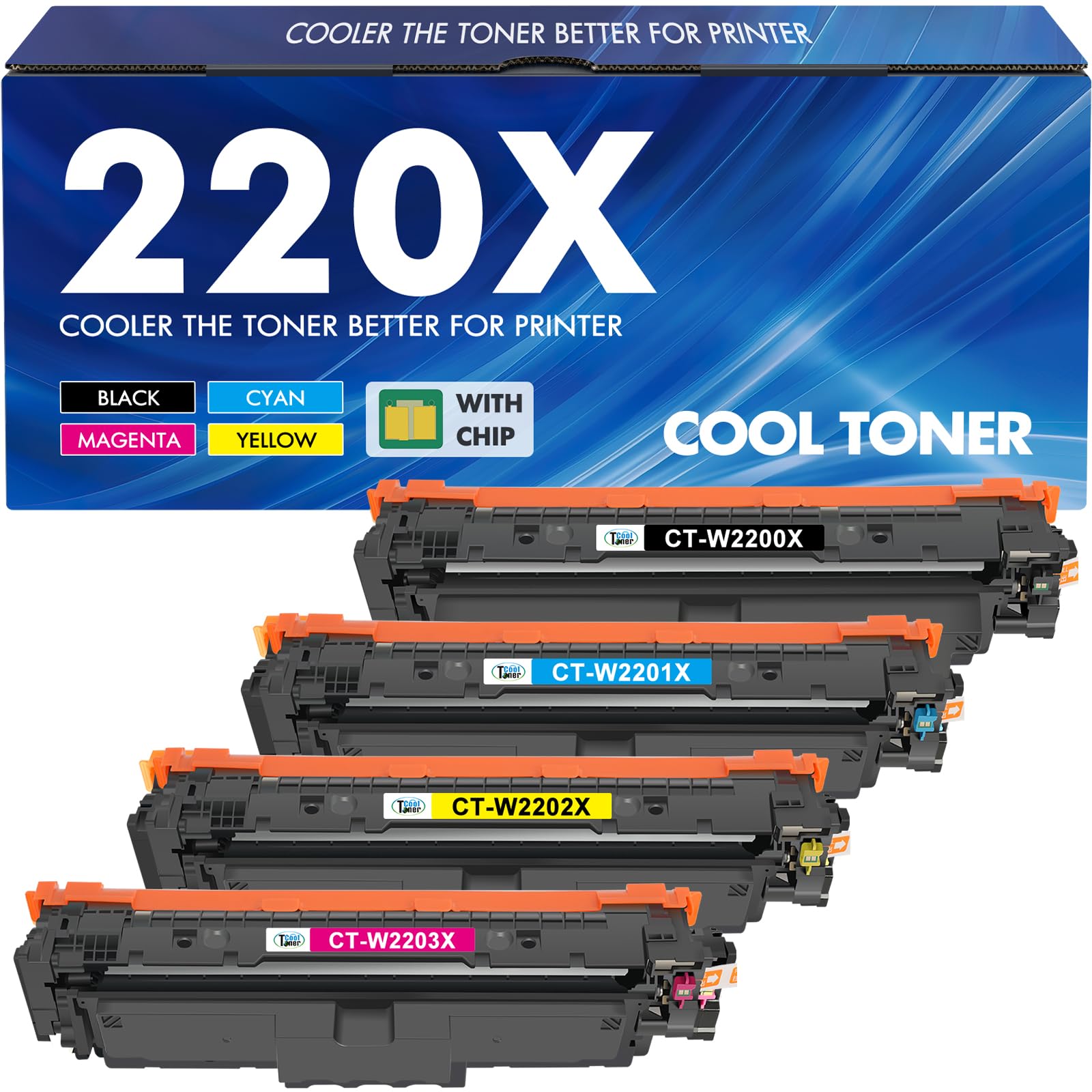 220X 220A Toner MFP 4302fdw: Kompatibel für HP 220X Toner Color LaserJet Pro MFP 4302dw 4202dw 4302fdw 4202dn 4302fdn Schwarz Cyan Gelb Magenta,W2200X W2201X W2202X W2203X Mit Chip 4PK