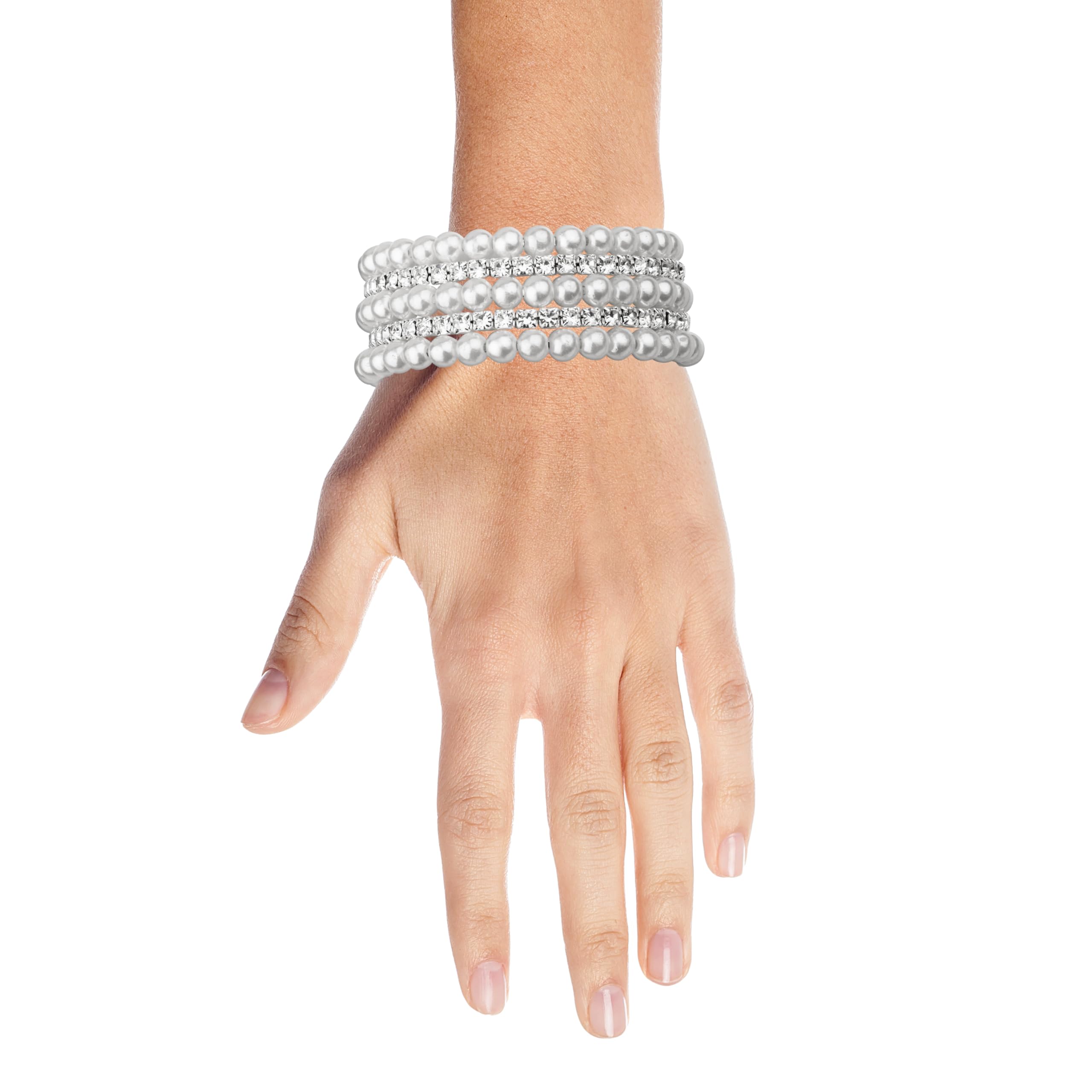 Nicole Miller Silver Multi-Chain Bracelet with Rhinestone Accent Silver Tone Bracelet with Multi Color Rhinestones, No Brand  main image 2