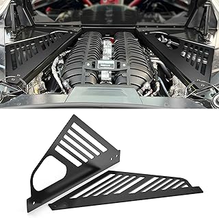 Bevinsee Engine Bay Panel Cover Compatible with Chevrolet Corvette C8 2020 2021 2022 2023 Aluminum Rear Engine Covers Left Right Engine Case Guards Protector Splash Shield, C8 Accessories 2PCS, Black
