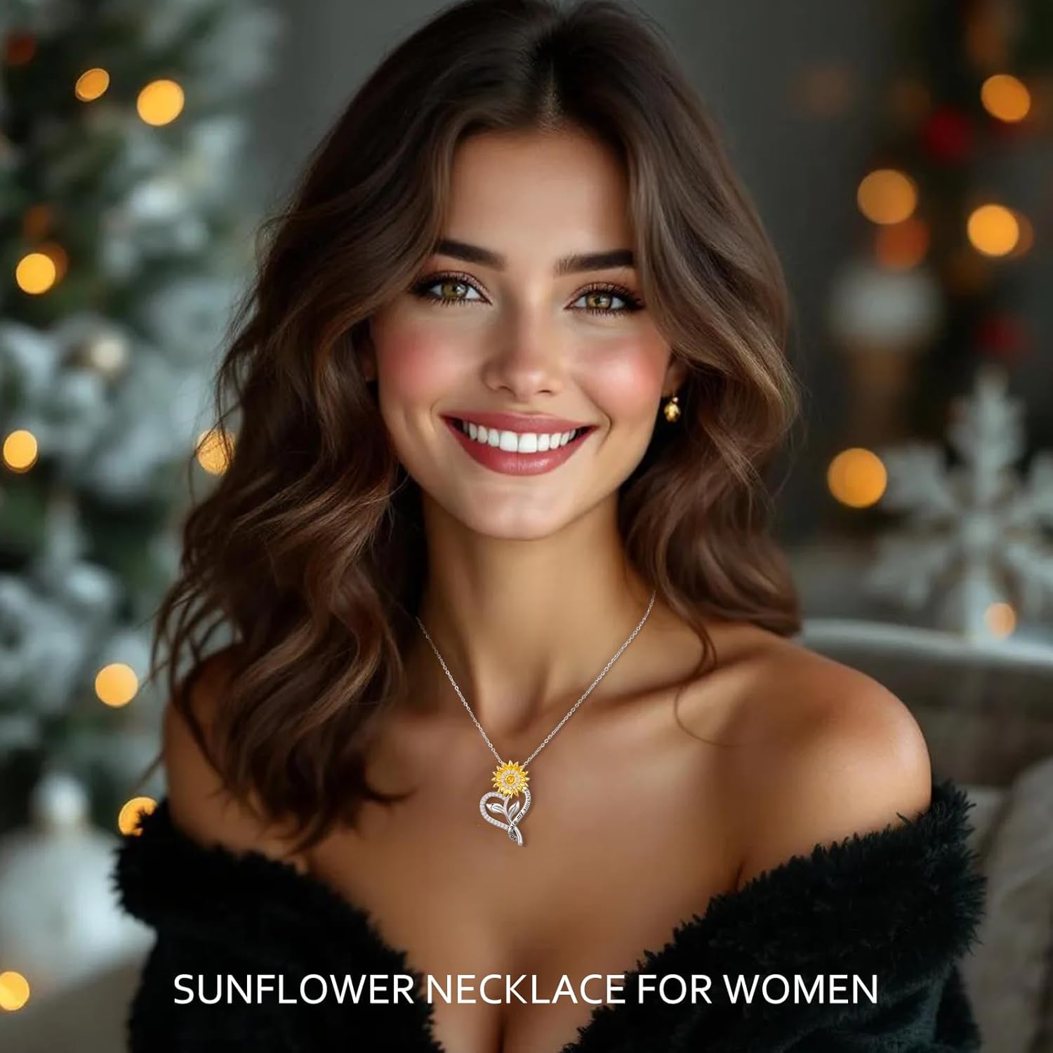 Christmas Gifts for Women Wife - 18k Gold Plated Sunflower Necklace for Women, Wife Birthday Gift Ideas for Her Anniversary, You Are My Sunshine Gifts Womens Jewelry for Girlfriend...