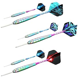 WINSDART ADKX Steel Tip Darts 12 Pack Set with Nonslip Iron Barrel Aluminum Dart Shafts and Flights + Darts Sharpener + an Gift Box (Darts-H)