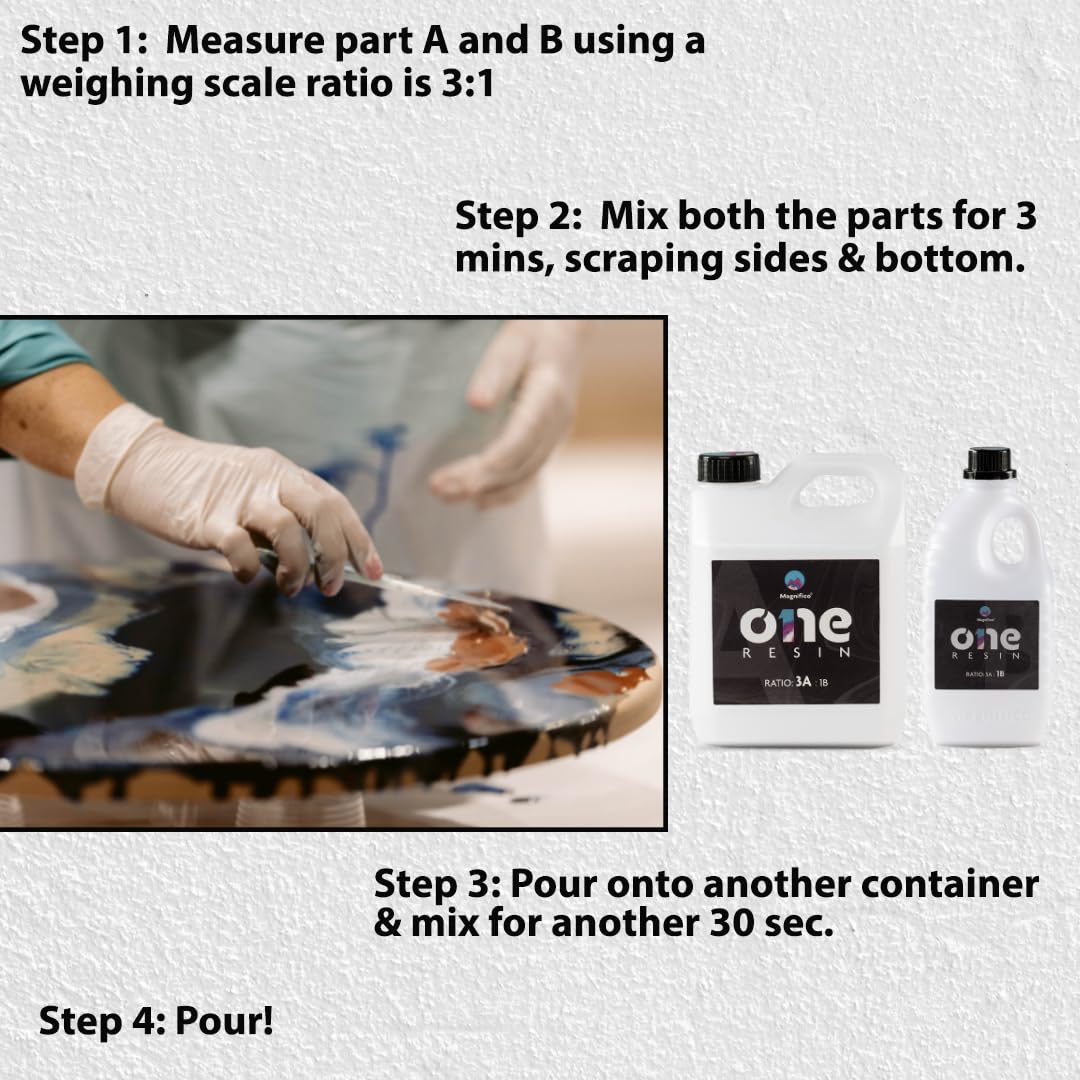 Magnifico One Resin - 3.2 KG (3:1) Clear UV-Resistant Epoxy Resin Art Kit, Smooth Finish, Easy to Use with Self-Leveling. - Image 7 thumbnail