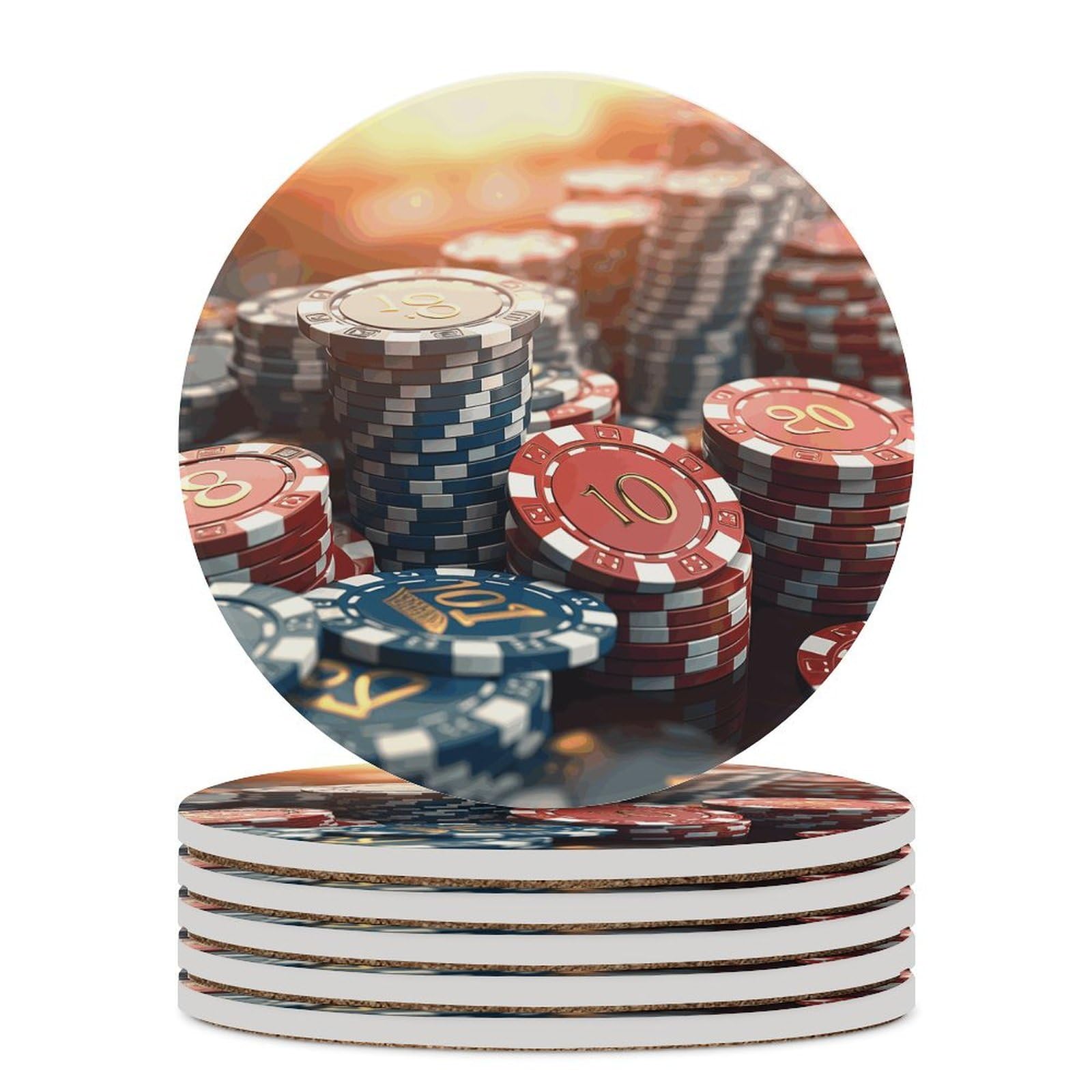 Dessous de verre céramique casino absorbants pour apéro et protection de table