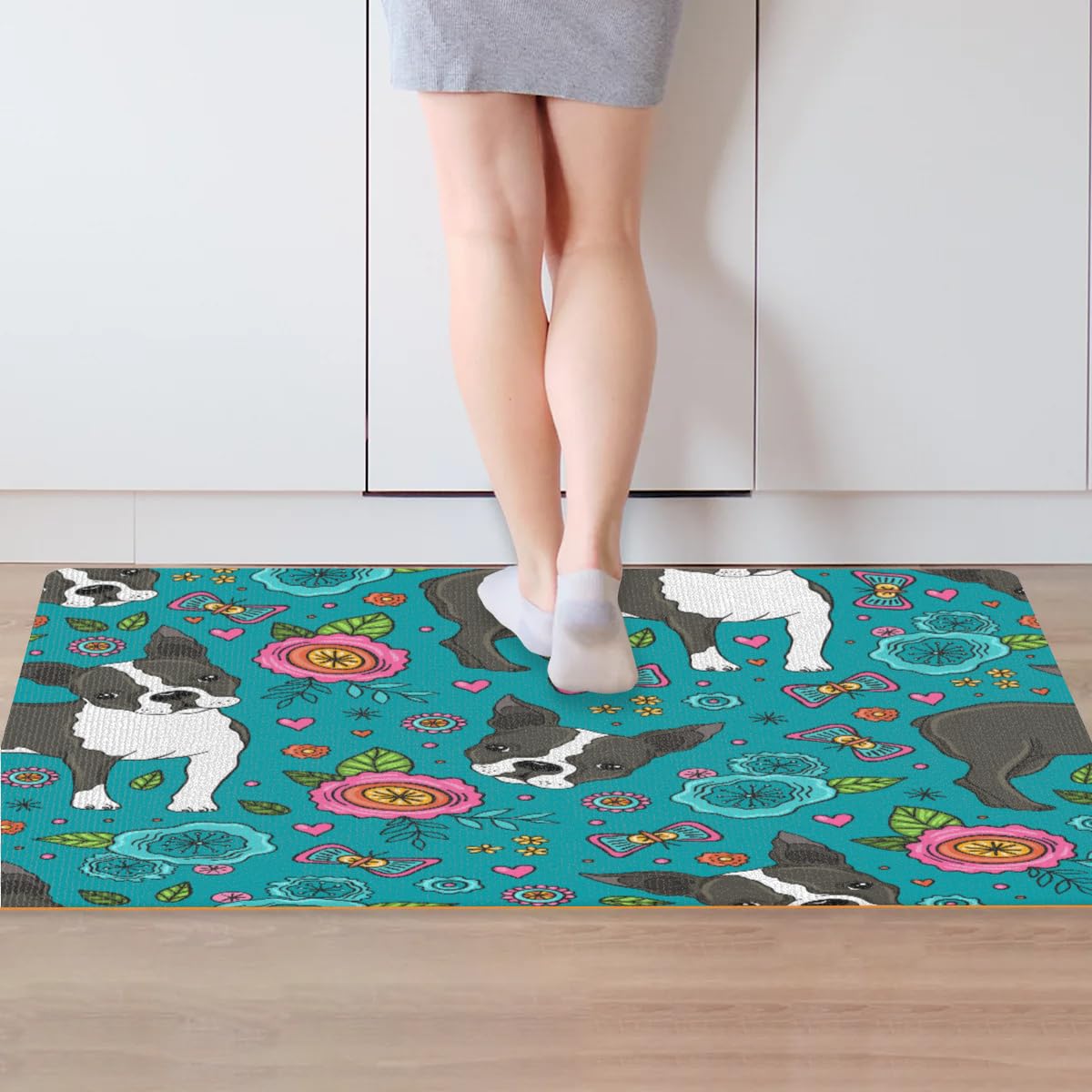 Animal Dogs Kitchen Mats for Floor Non-Slip Absorbent Kitchen Runner Rug Washable Indoor Door Mat Standing Mat for in Front of Sink Bathroom Entryway 20.7"x30.6"