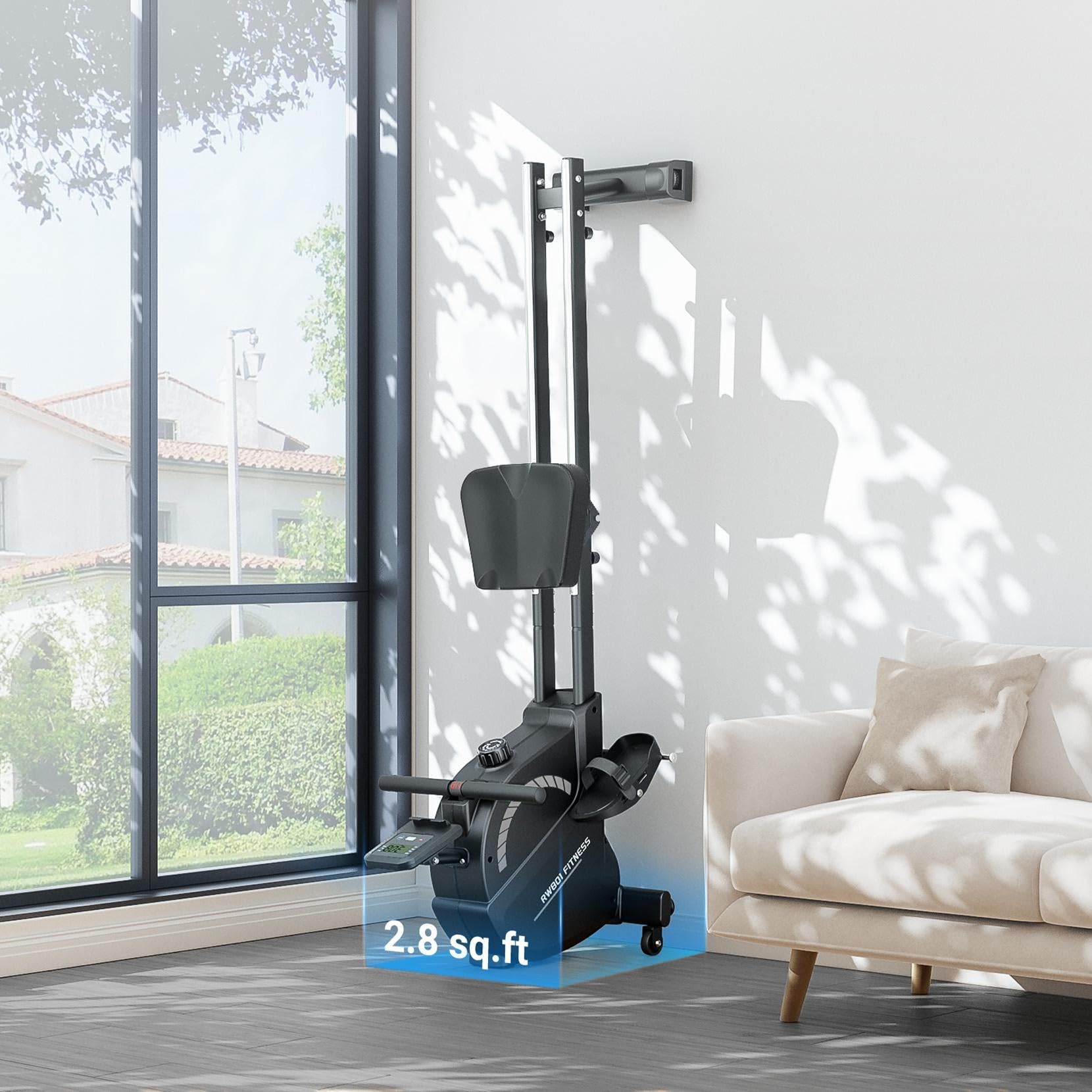 Rameur Pliable Magnétique 16 Niveaux Résistance Silencieux avec APP Support Tablette