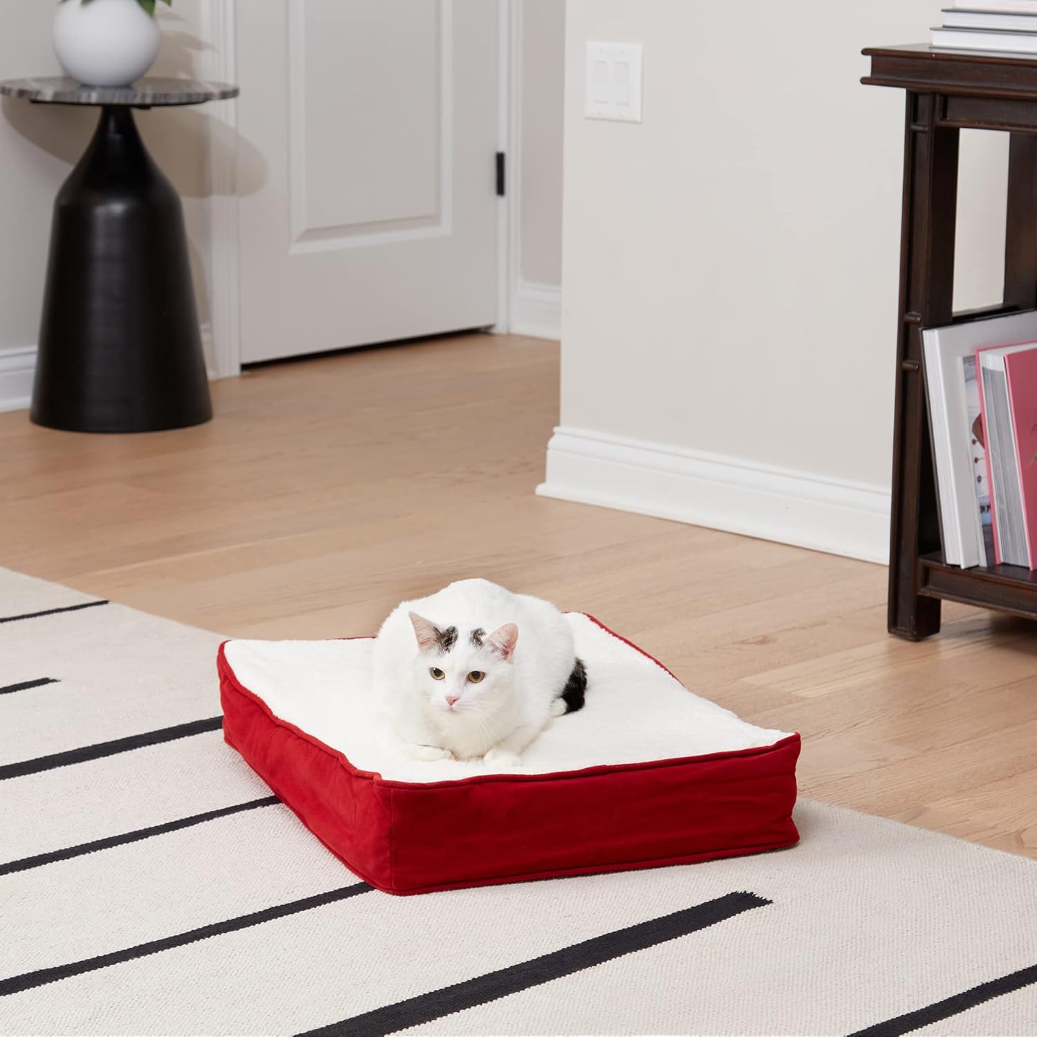 Happy Hounds Bella Orthopedic Rectangle Cat Bed, Crimson