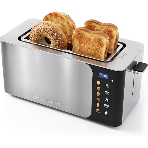 Elite Gourmet SmartToast Digital 4-Slice Toaster, 1370W, 1.5" Wide Slots