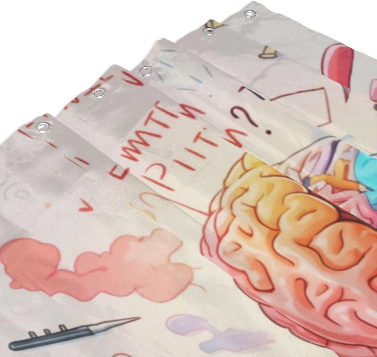 KIROJA Human Brain Shower Curtain,Waterproof Fabric Shower Curtains Bathroom Bathtub Decor with Hanging Hooks,60x72 in