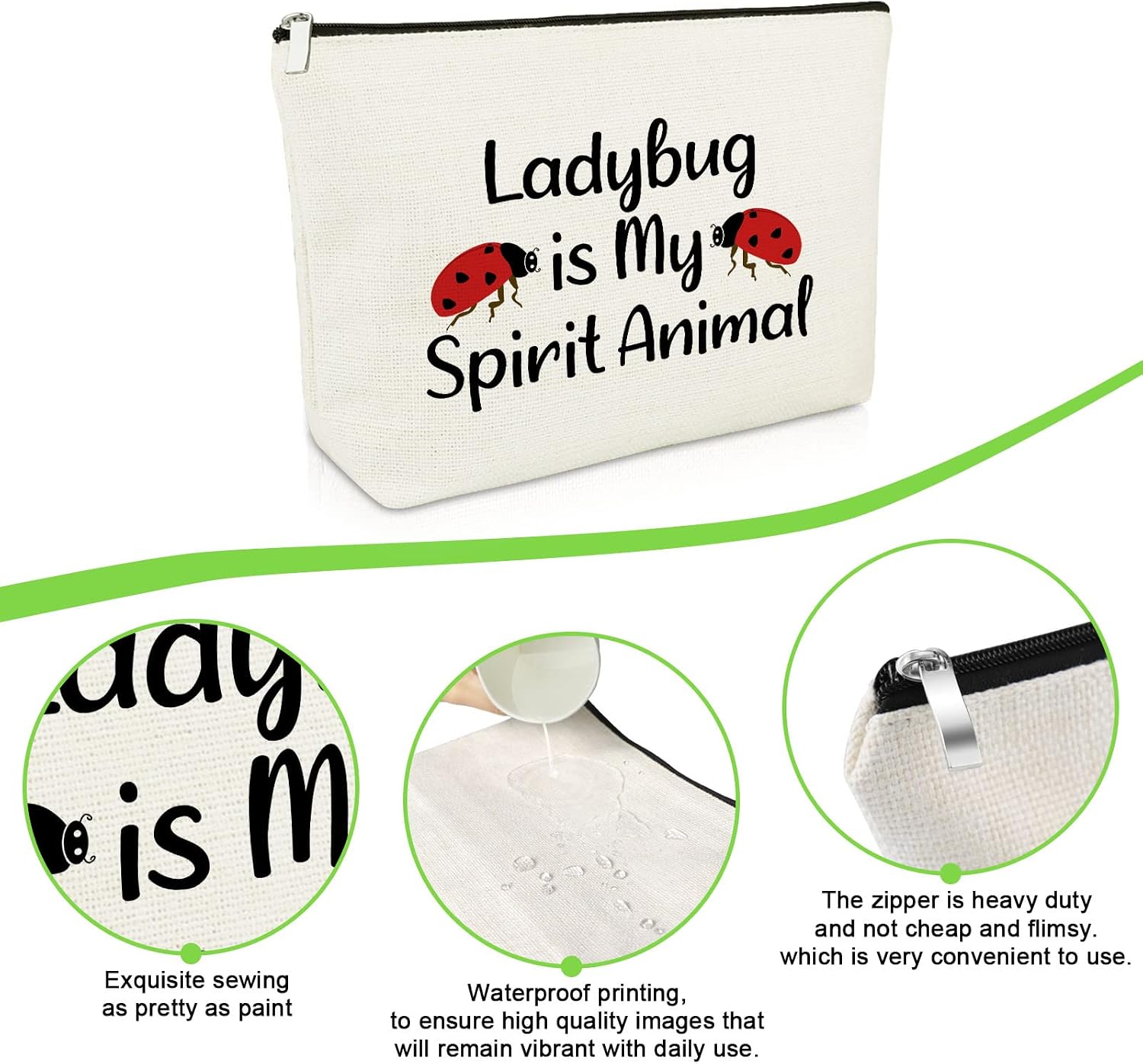 Funny Ladybug Makeup Bag Ladybug Lover Gift Inspired Travel Cosmetic Pouch Inspirational Gifts for Women Graduation Birthday Cosmetic Bag for Ladybugs Fans Daughter Granddaughter Friend Sister Niece image 3