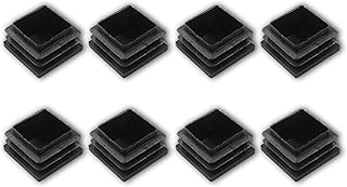 8 Pack 1 1/2" - 1.5" Square Plastic Tubing Plug,Steel Fence Post Pipe Tube Cover Insert,Black End Caps for Metal Tubing,LDPE Flexible Ridges End Caps,Cap Plugs for Fitness Equipment