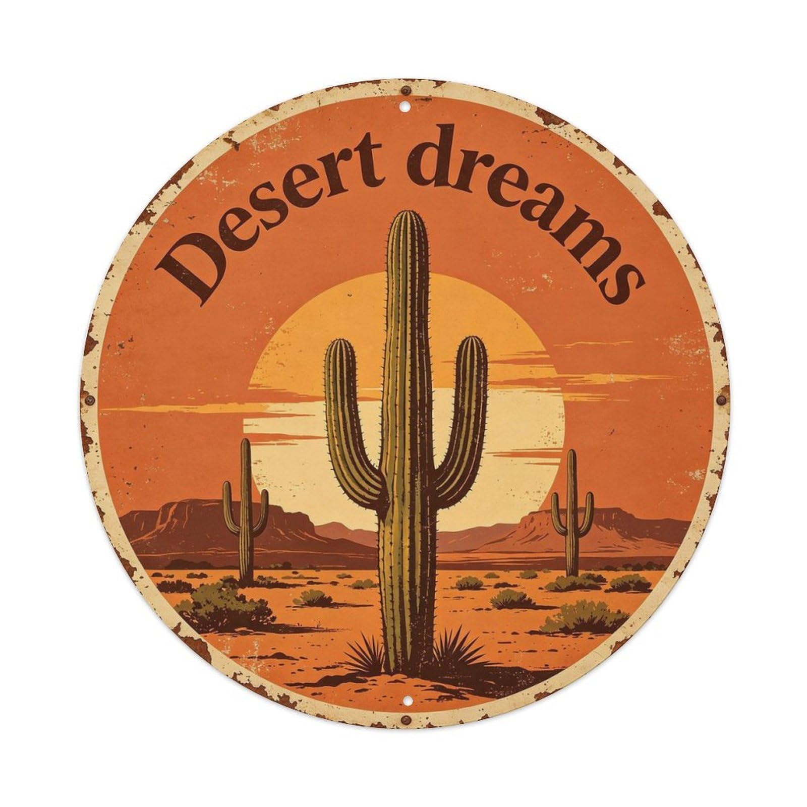 Vintage_cactus_desert Metal Tin Sign Plaque
