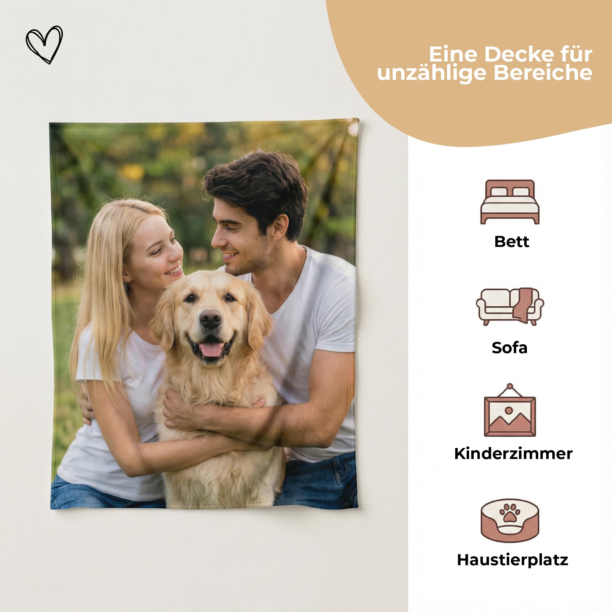 Cimpress Personalisierte Decke selbst gestalten, Fotodecke aus Fleece, 127x152 cm, Individuelle Kuscheldecke mit eigenem Foto und Text bedruckbar, Geschenkidee zu Weihnachten, Geburtstag, Couchdecke