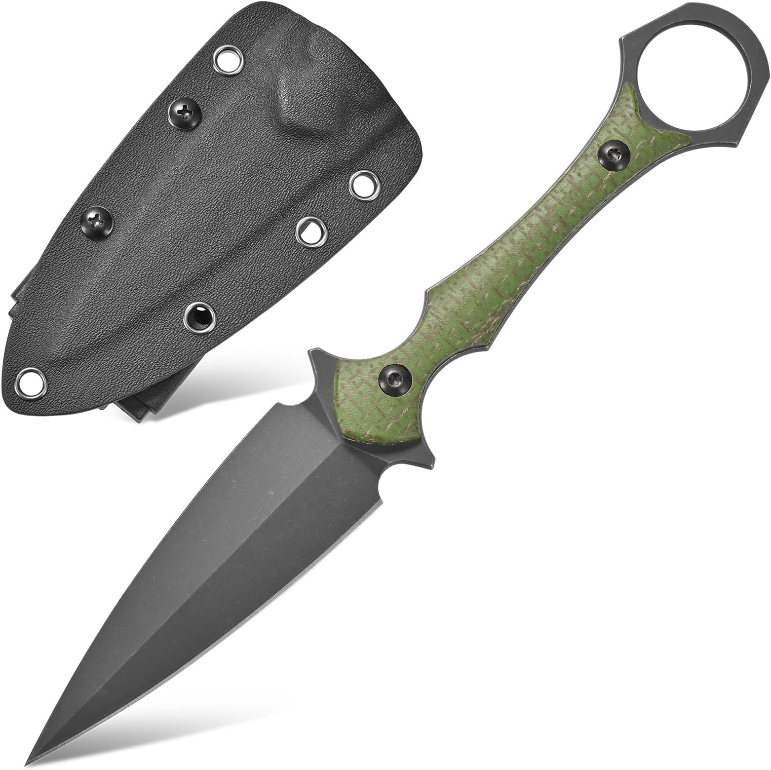 Gtkii GTK292 Fixed Blade Knife D2 Steel Blade Micarta Handle EDC Tool Knifes for Outdoor Camping Survival Adventure(Green)