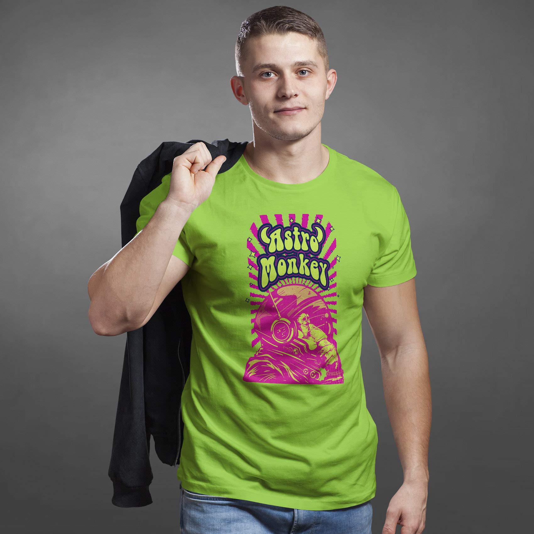 Camiseta personalizada para hombre de Monkey Lover - Camiseta divertida de regalo con ilustración abstracta de animales - Camiseta Astro Ape para niño, azul real, XXL