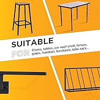 Vista 5 de Prescott Plastics Tapas de plástico acanaladas de 1 1/2 x 3 pulgadas, tapas rectangulares de tubo de metal negro, fuertes inserciones de patas