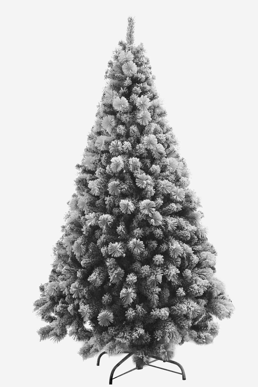AMERIQUE AM-703-270, Snowy 9 FEET Premium Full Body Shape Hinged Artificial Christmas Tree with Metal Stand, Heavily Flocked Snow, Unlit