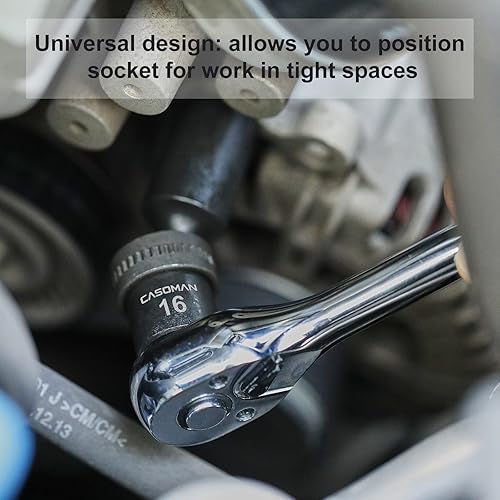 Miniatura 8 de CASOMAN Juego de dados de impacto universal estándar profundo de 10 piezas, 38 pulgadas, 6 puntos, CR-MO, métrico, 0.394-0.748 in