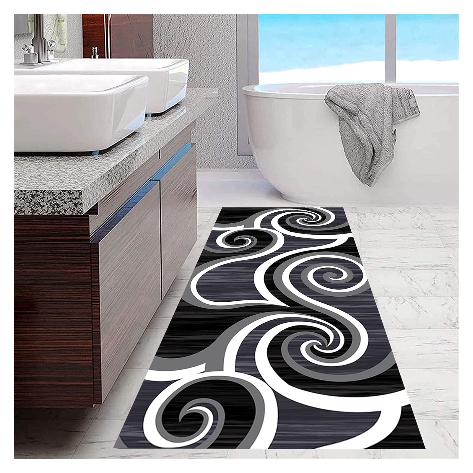 Tapis de couloir moderne lavable grand format 70x400 antidérapant cuisine