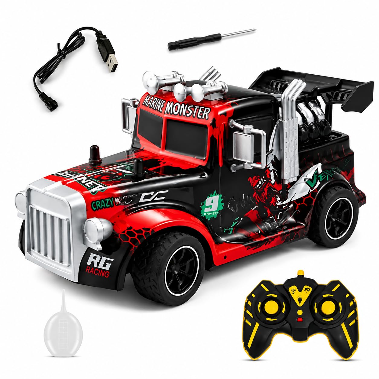 nino's Crazy 2.4G Remote Control Hornet Spray Light Monster Truck