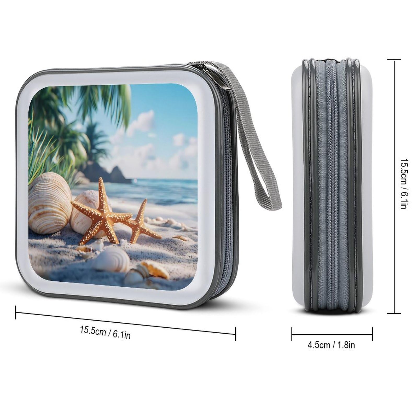 Seashell Starfish And Beach CD Case Portable DVD Holder Storage Organizer for Home Travel