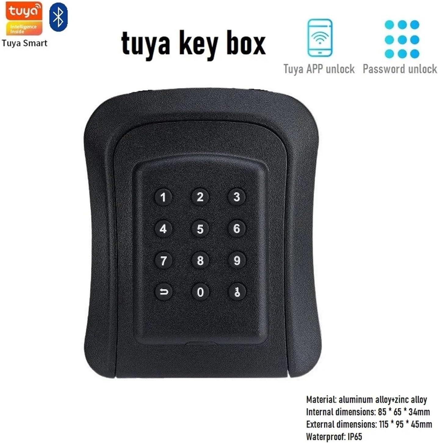 Tuya Key Box with dimensions and features