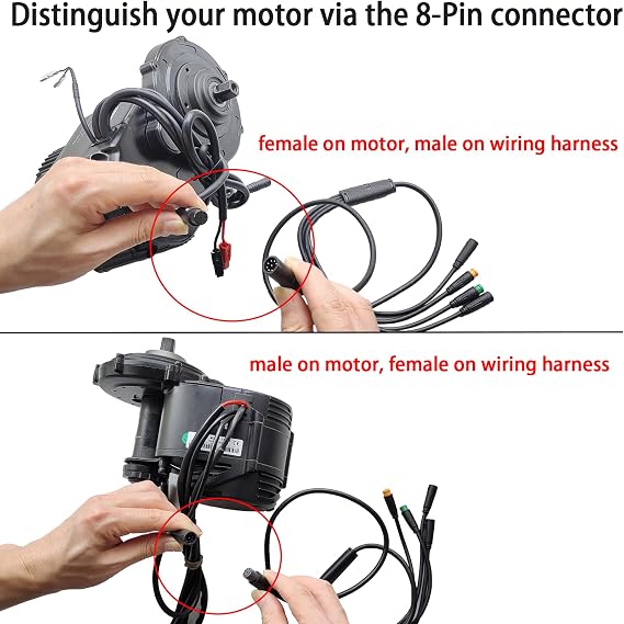 E-Bike Light Kit for TONGSHENG TSDZ2B/TSDZ-8 Mid Motor: Headlight, Taillight with Turn Signal & Brake Light, Extra Handlebar Controller| Not for VLCD5 Version, Works on 8-Pin Male Plug Motor