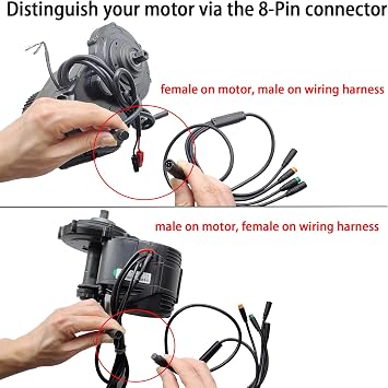 E-Bike Light Kit for TONGSHENG TSDZ2B/TSDZ-8 Mid Motor: Headlight, Taillight with Turn Signal & Brake Light, Extra Handlebar Controller| Not for VLCD5 Version, Works on 8-Pin Male Plug Motor