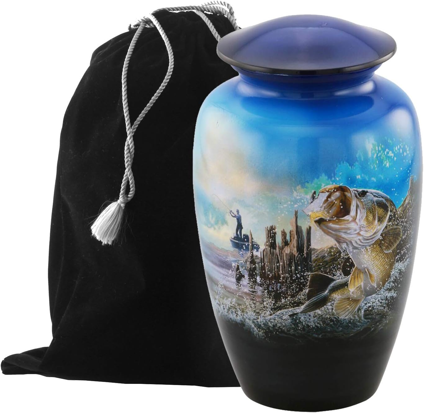 Eternitymart's Aesthetic Painted Cremation Urn - Affordable Metal Urn - Hand Painted Solid Metal Urn for Ashes, Adult Cremation Urn with Free Velvet Bag (Farm)