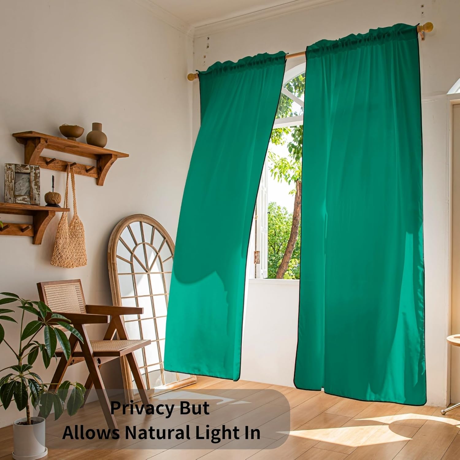 Emerald Green Sheer Curtains 84 Inches Long 2 Panels Non-See-Through Semi Sheer Curtain 52" W x 84" L Light Filtering Window Curtains Drapes for Living Room Bedroom Office
