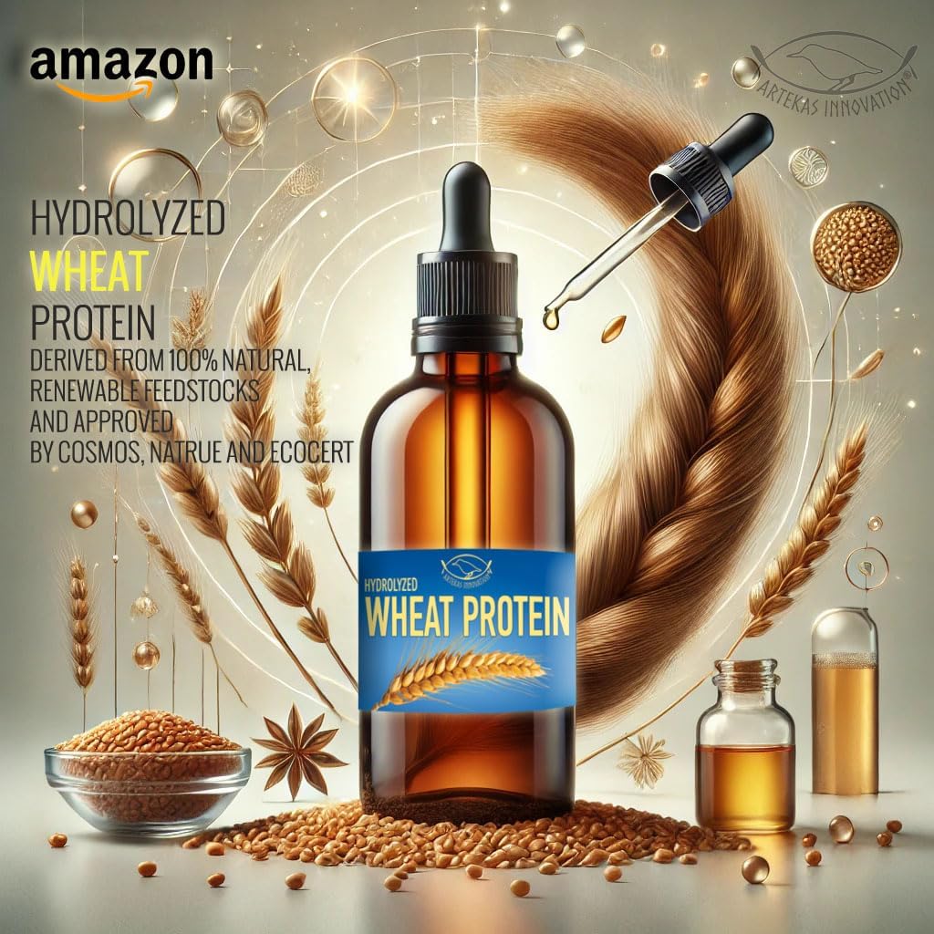 HYDROLYZED WHEAT PROTEIN - Liquid, 2 Ounces - for Homemade Hair Care, Skin Care, Body Washes, Shampoos, and Conditioners - 2 Vials (1 Ounce Each) - Includes Pipette and Screw Caps