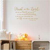 Vista 1 de Confíe en el Señor con todo su corazón.Proverbios 35-6 calcomanías de letras de vinilo decorativas para pared.