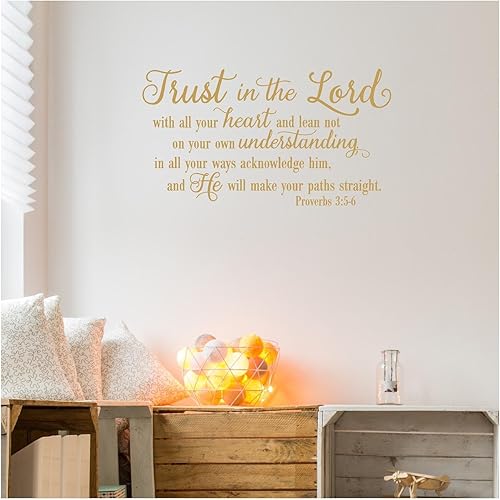 Confíe en el Señor con todo su corazón.Proverbios 35-6 calcomanías de letras de vinilo decorativas para pared.