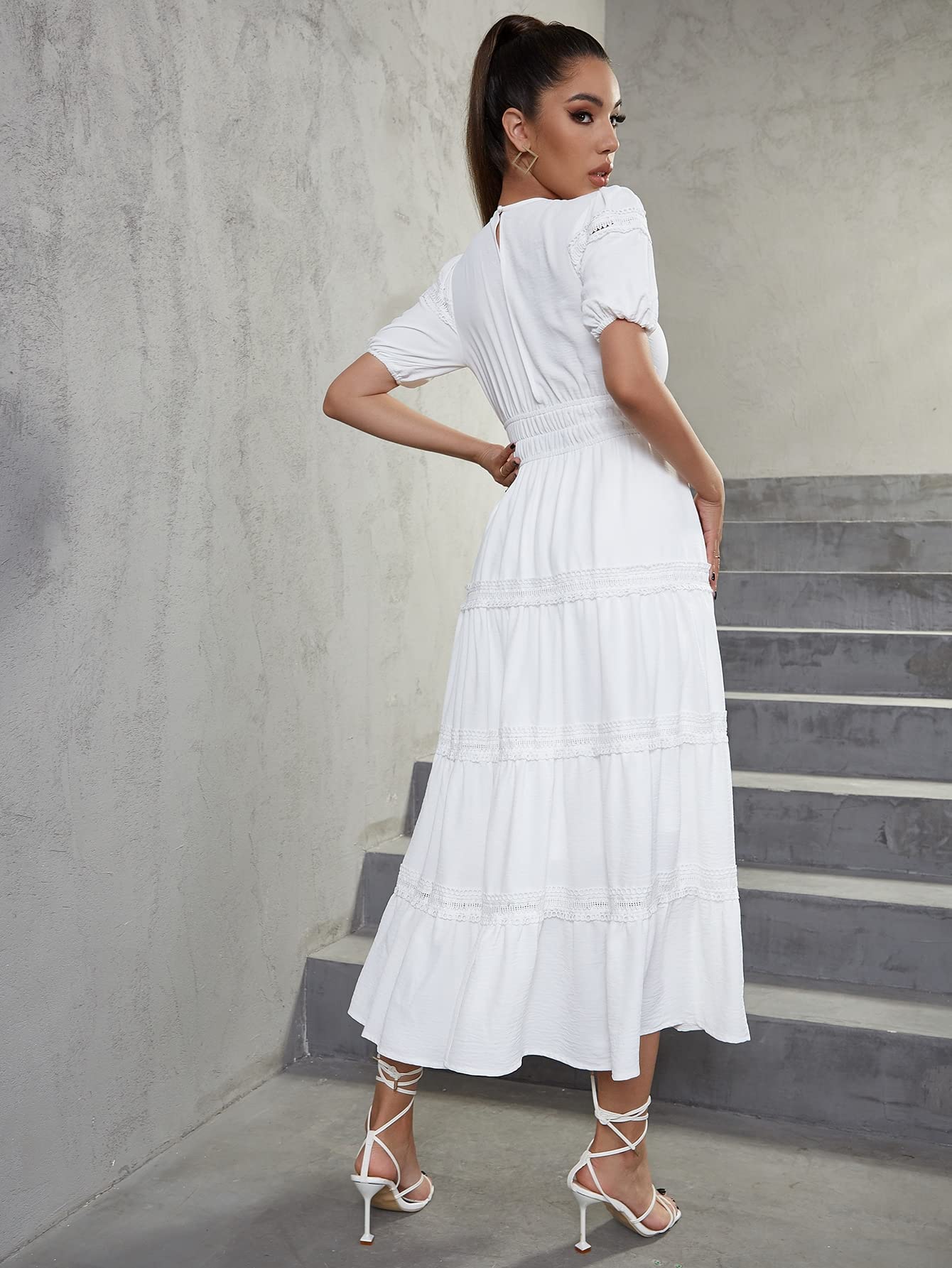 lace inserts for dresses Women's Puff Sleeve Insert Dress Dress Women (Color : White, Size : Large) : Clothing, Shoes & Jewelry Condition:Like - New GL-01.16.26 This PrettyLittleThing statement piece SHEIN Women's Summer Elegant