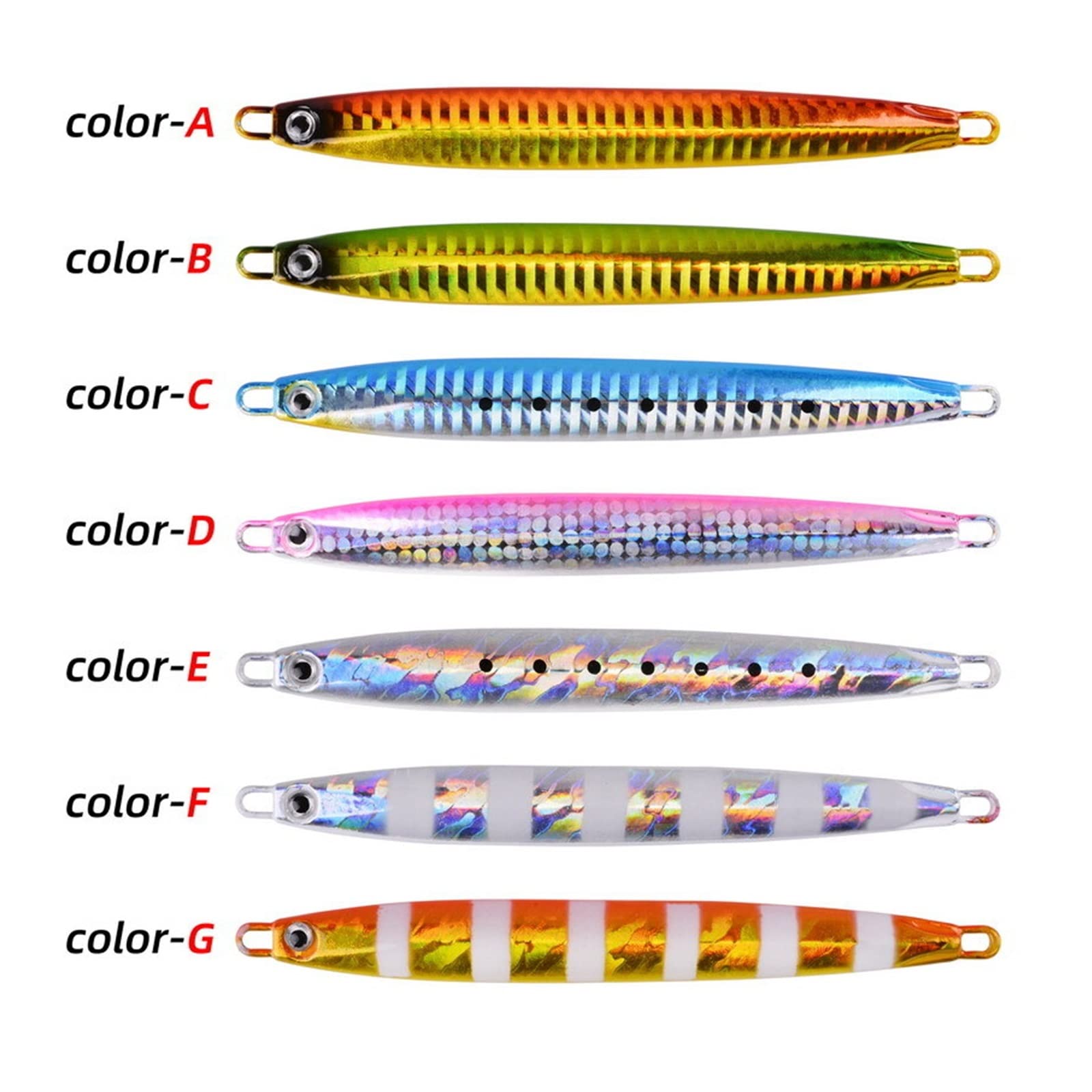 Esca Da Pesca Con Jig In Metallo Lungo E Sottile 7 Pezzi | Attrezzatura for esche artificiali da 10 g 20 g 30 g 40 g 60 g Shore Cast Jigging Spoon
