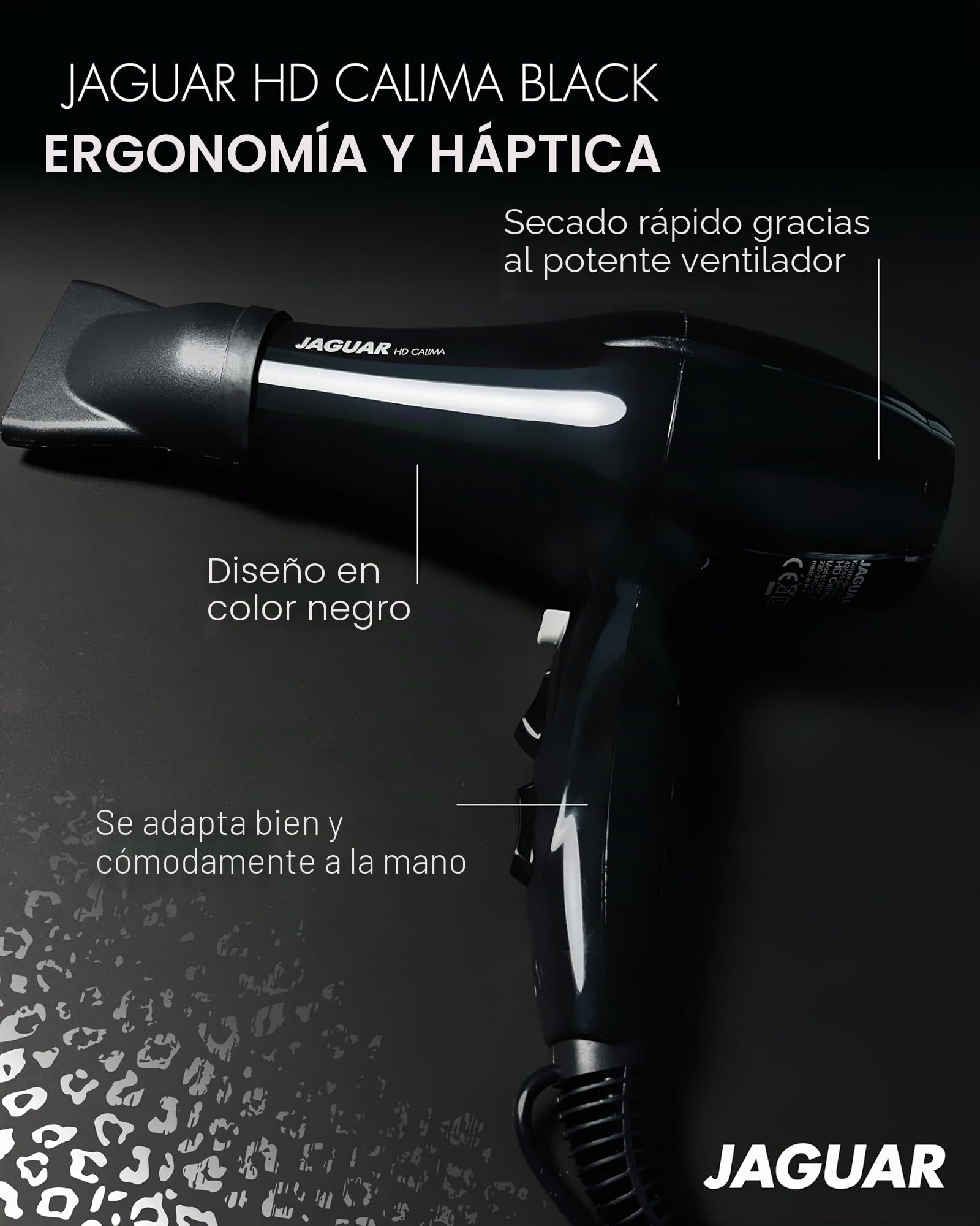 Jaguar HD Calima - Secador de pelo, Color negro