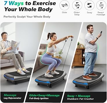MERACH Vibration Plate Exercise Machine, 7-in-1 4D Vibration Plate with Glide, Swing & Massage, Vibrating Plates with Whole Body Workout Sculpting Platform for Home Fitness for Women Men