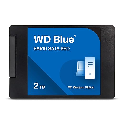 Western Digital 2TB WD Blue SA510 SATA Internal Solid State Drive SSD - SATA III 6 Gb/s, 2.5"/7mm, Up to 560 MB/s - WDS200T3B0A
