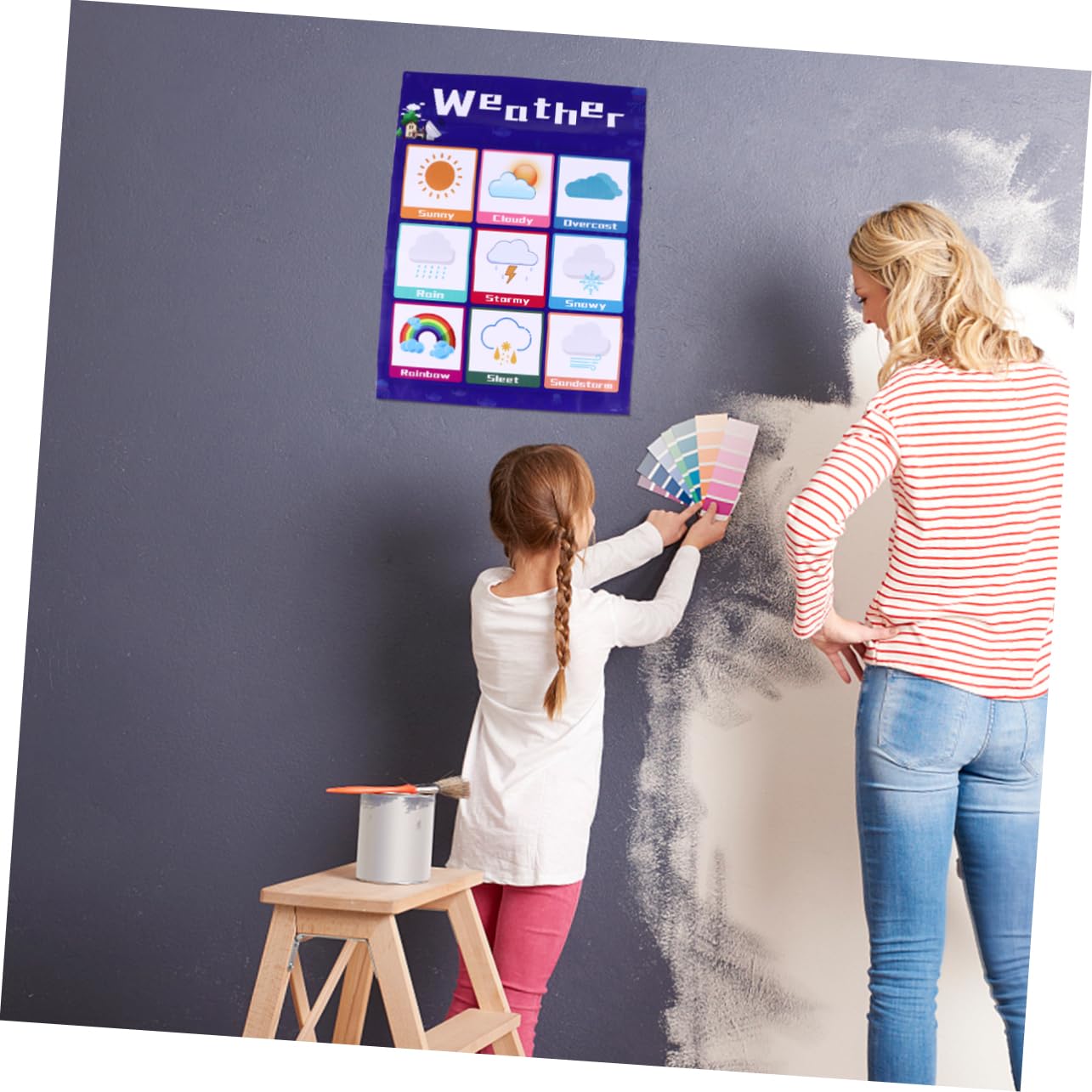 FUNOMOCYA Affiche Éducative Interactive pour Garçon et Filles Graphique Éducatif en Pp Adhésif, Tableau Mural D'éveil à L'anglais pour Bébé, Apprentissage Couleur Aléatoire Style Aléatoire
