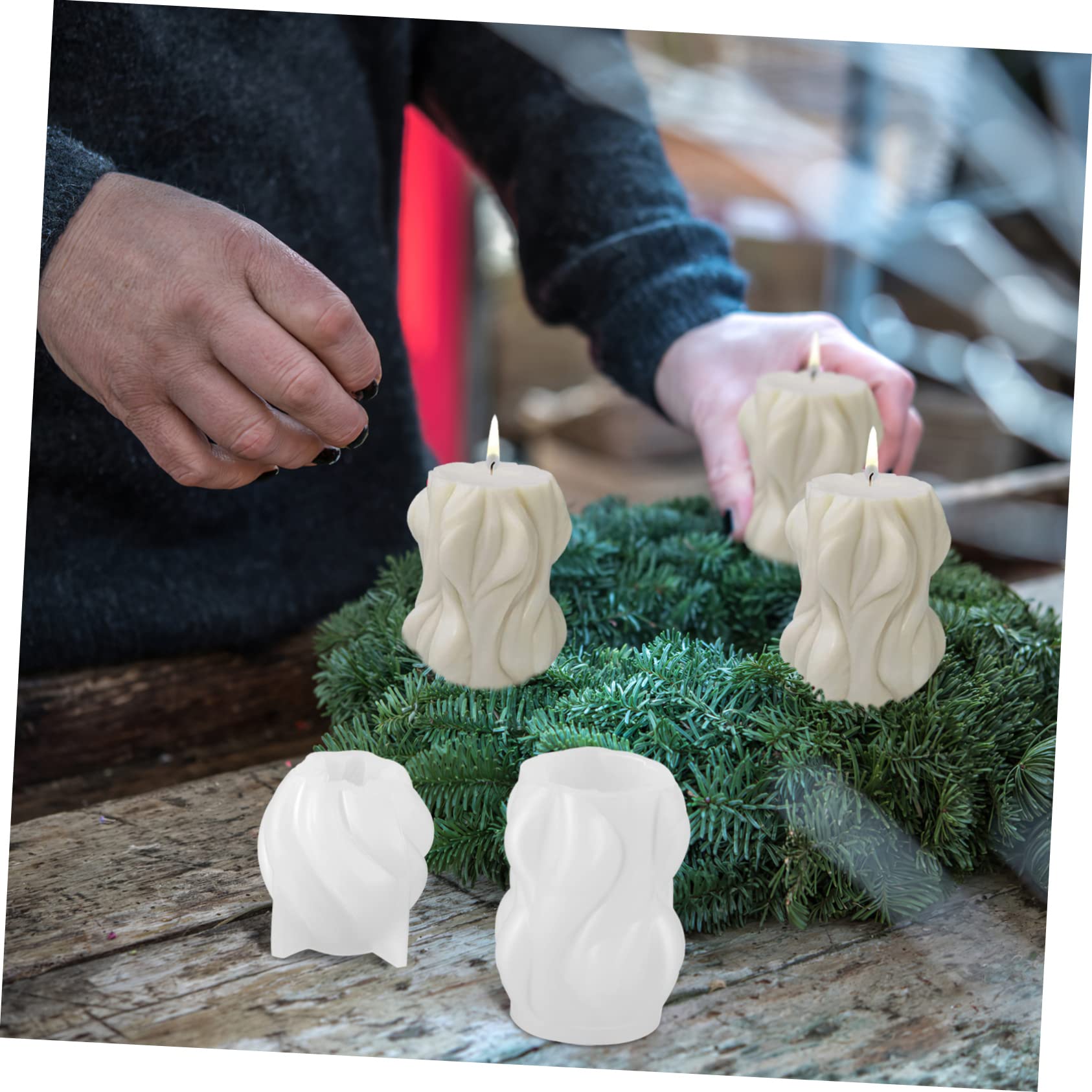 4piezas Moldes De Silicona Para Velas Molde De Olas Para Bricolaje y Jabón Fácil De Desmoldar Duradero y Reutilizable