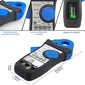 1mA Sensitive Digital Low Current Clamp Multimeter, AC/DC Current Voltage Resistance Clamp-on Multitester for Milliamps Test on Car Battery, HVAC (AIOMEST AI-870K)