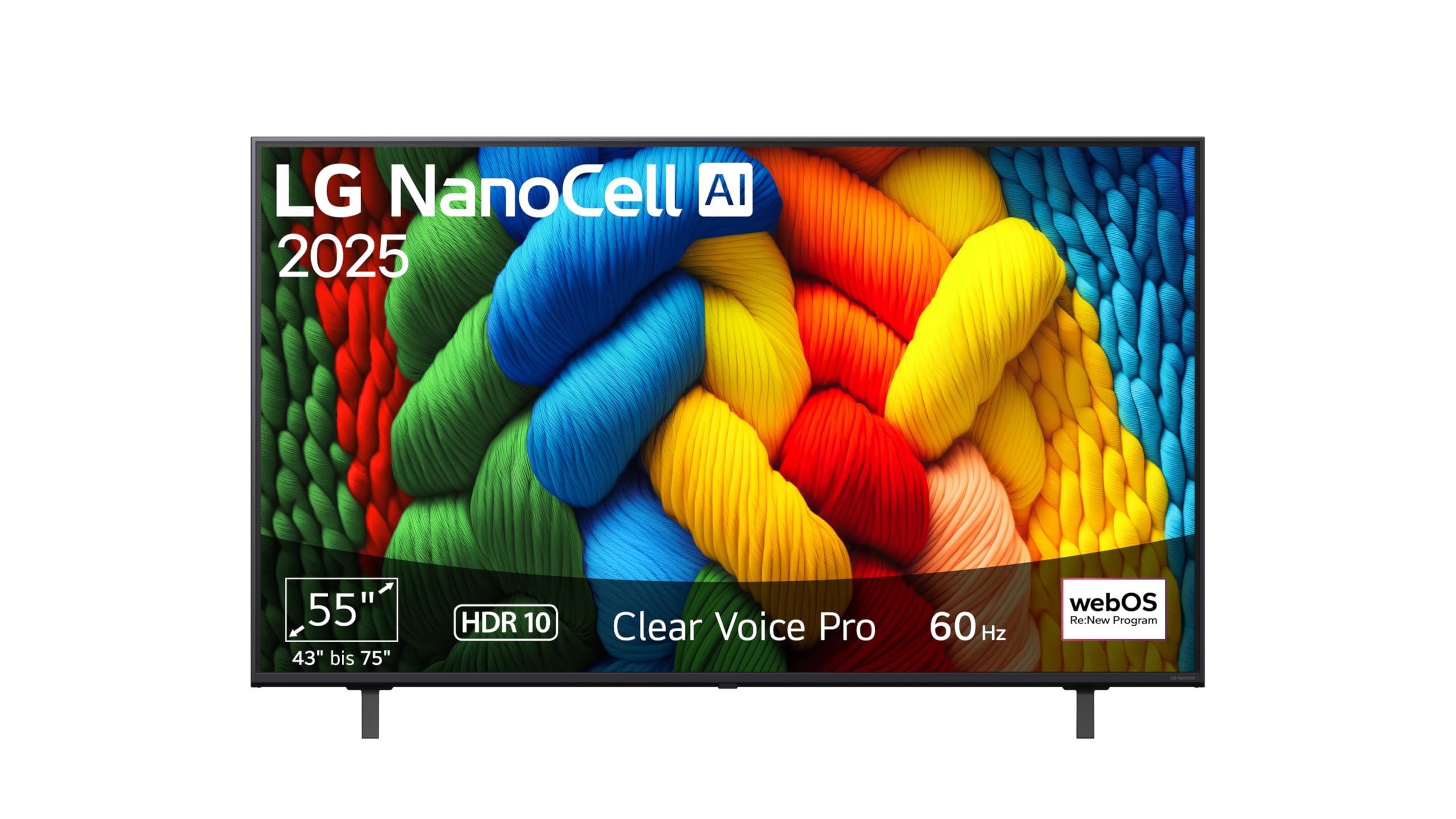 LG 55NANO80A6B TV 55 Zoll (139 cm) 4K NanoCell AI TV (α7 Gen8 4K AI Prozessor, webOS 25, 60Hz) [Modelljahr 2025]