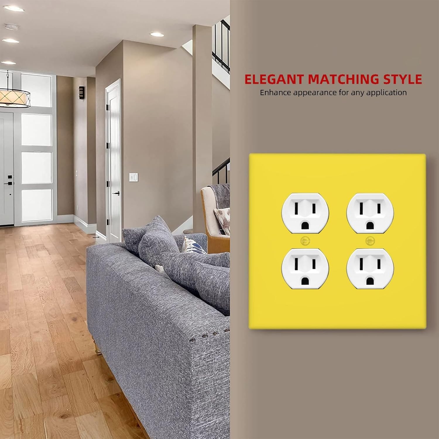 Light Switch Cover Plate Yellow 2 Gang Socket Covers Double Duplex Wallplates Switch Plates and Outlet Covers for Bathroom Bedroom Home Decor