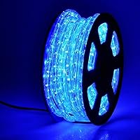 DINGFU 50ft Blue LED Rope Lights, 360 LEDs IP65 Waterproof Connectable 110V Indoor Outdoor for Patio Deck Pool Camping Landscape Decor